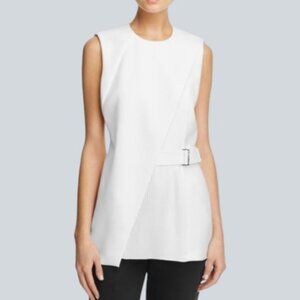 Boss Hugo Boss Iakila belted asymmetric-overlay blouse ivory women's size 8